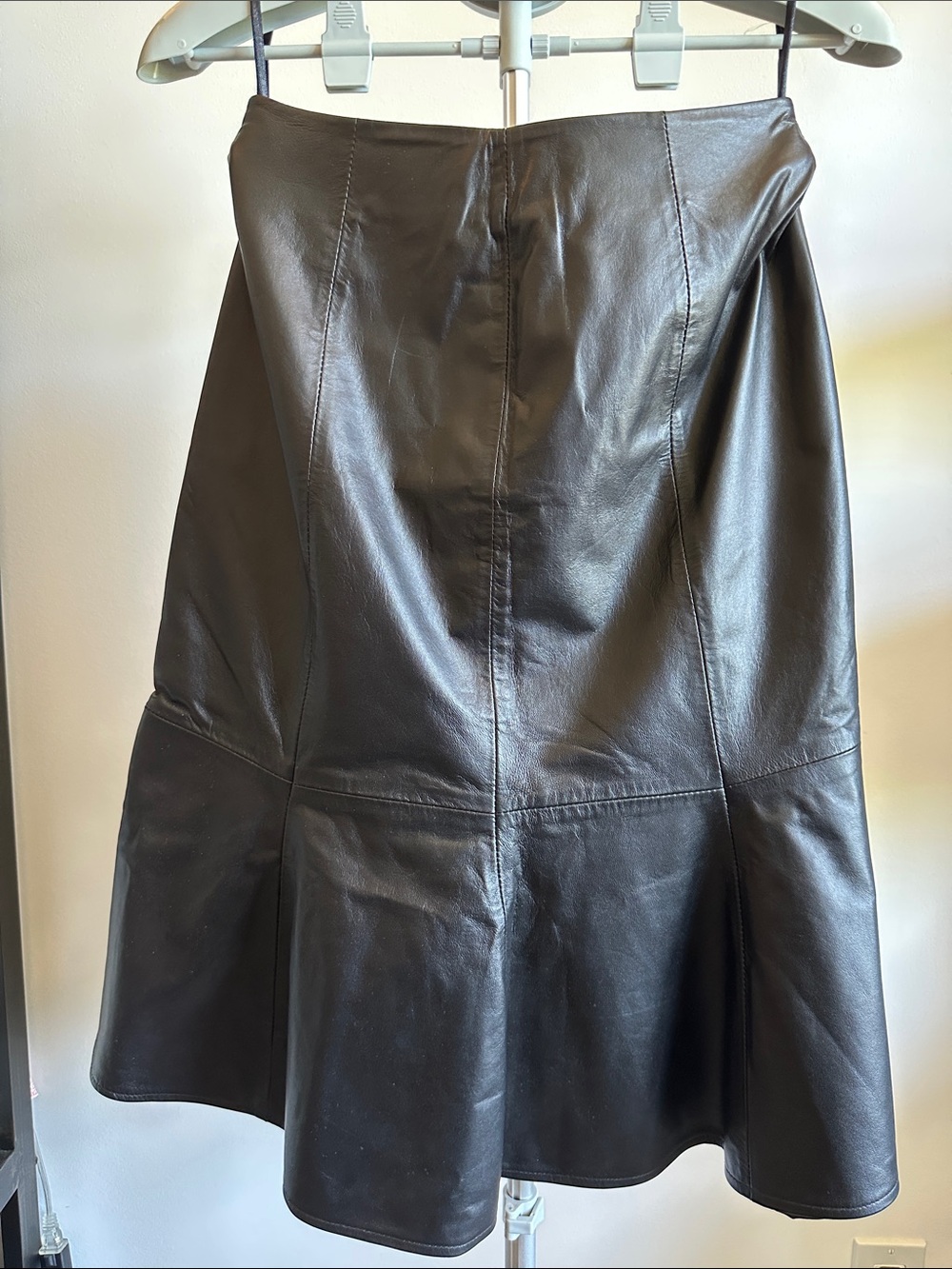 metrostyle Black Leather A-Line Flared Skirt